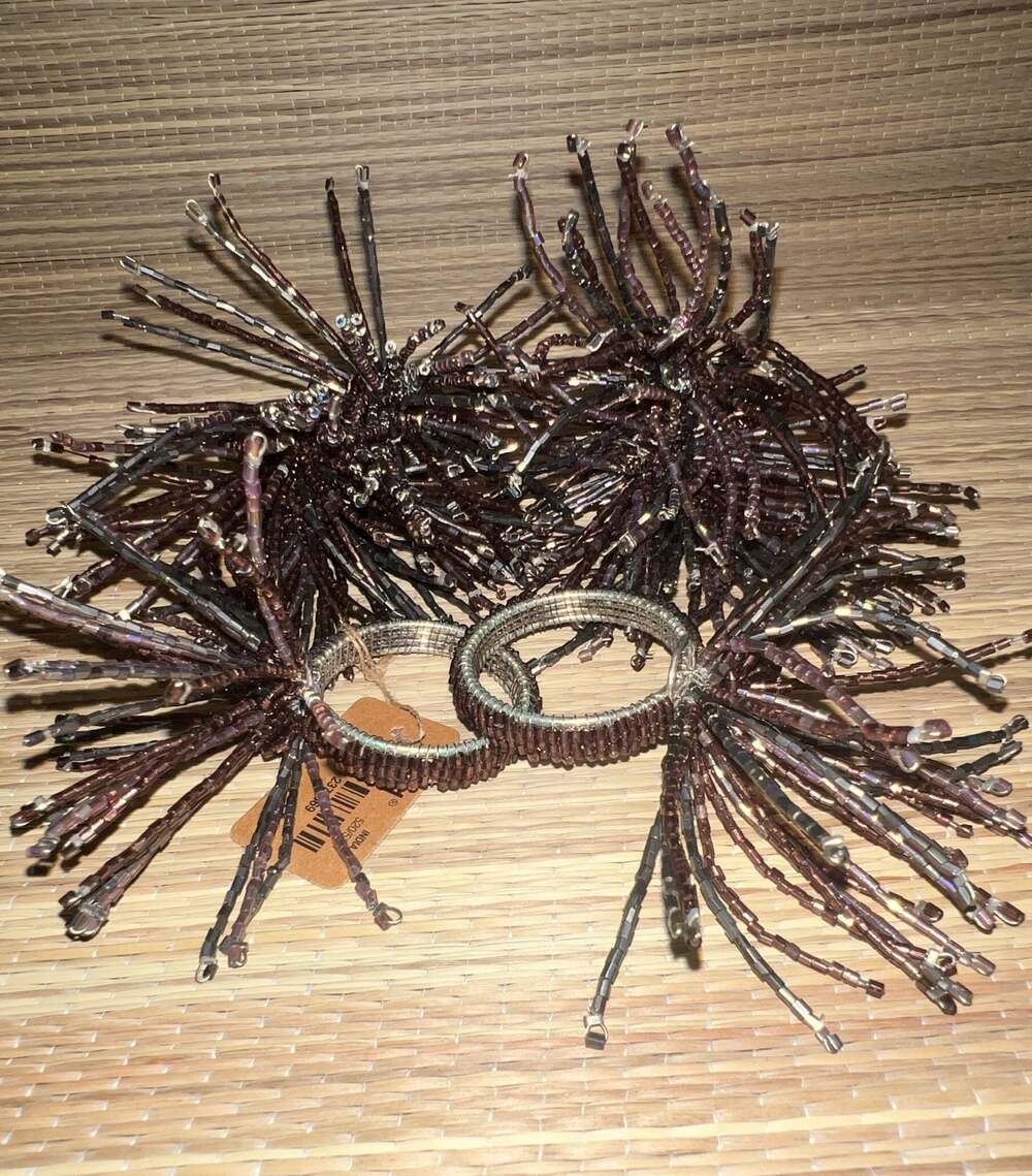 Pier 1 Imports Metallic Beaded Starburst Napkin Rings, Set of 8